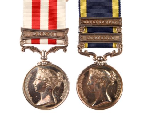 Two medals to Captain (later Lieutenant General) Alexander Boyd, 2nd Bengal (European) Fusiliers: Punjab Medal, 2 clasps: Chi