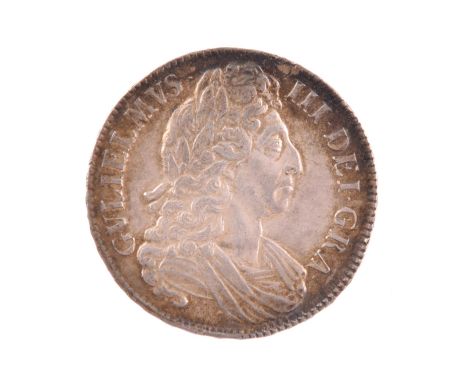 William III, silver crown, 1696, third bust, rev. first harp, edge OCTAVO, 29.6g (S 3472), good very fine or better.