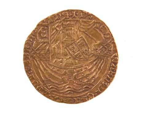 Edward IV, gold ryal (rose noble), light coinage (1464-70), London, m.m, crown, small fleurs in spandrels, 7.62g (S 1951), sl