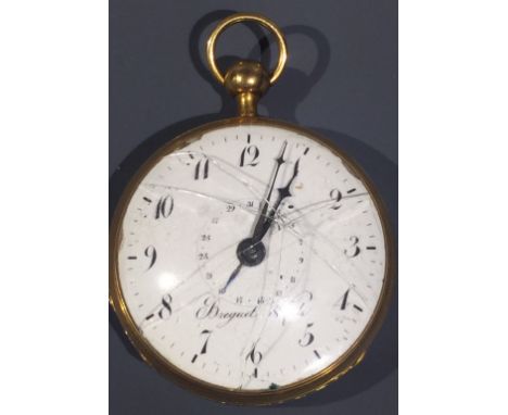 A Breguet and Flas 18 ct gold fob watch with enamel dial