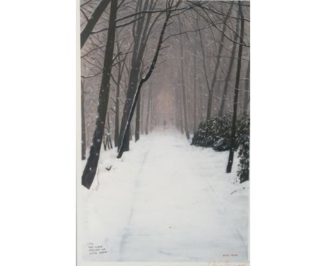 A signed print of "The road filling up with Snow" signed in pen, Peter Brook ARR
