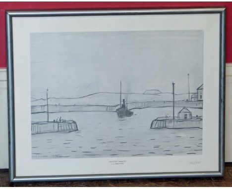 After Laurence Stephen Lowry R.A. (British, 1887-1976), " Maryport Harbour", numbered 196/500 in pencil in the margin, limite