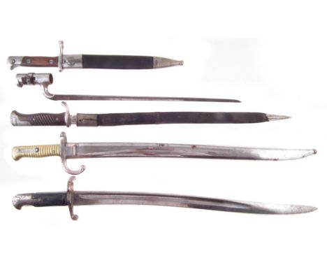 Five Bayonets, to include a P56 Enfield rifle bayonet, a French M1866 Chassepot bayonet and scabbard, a socket bayonet, a Spa