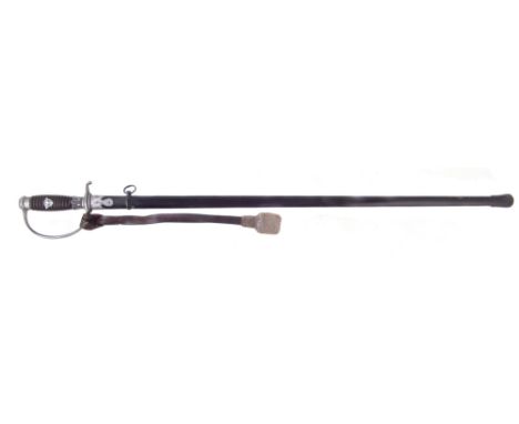 Third Reich Police SS Sword, early pattern with SS and makers mark WKC to blade, with scabbard and knot, 100.5cm overall leng