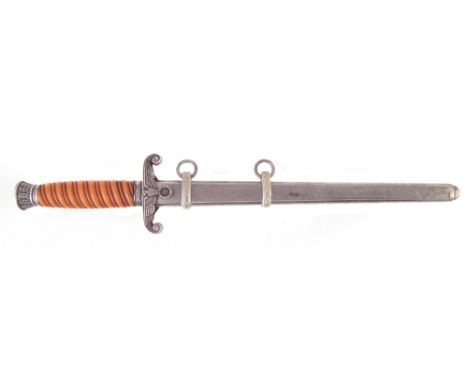 German Third Reich WW2 Army Officer's dagger and scabbard, with eagle and swastika guard, un-named blade, 40cm overall length