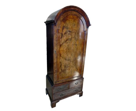 Georgian style walnut hanging wardrobe with domed top on bracket feet 82cm wide Condition reports are not available for our I