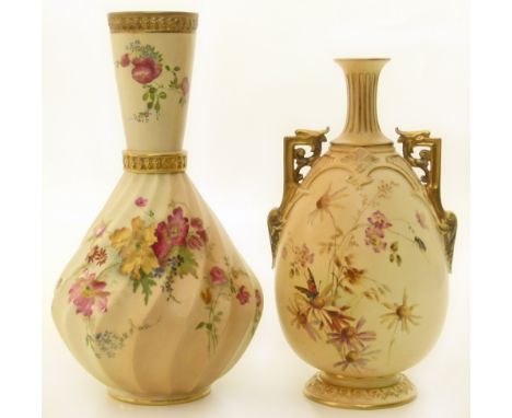 Two large Royal Worcester blush ivory vases (with restorations) Condition reports are not available for our Interiors Sales.