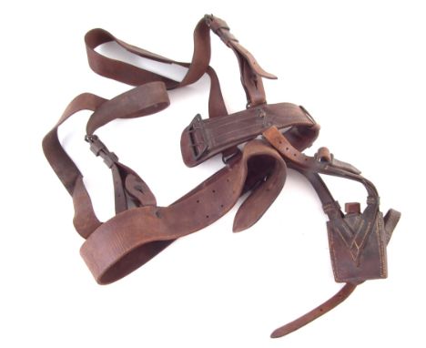 WW1 Leather Sam Browne belt, named E.F. Beslant, stamped M. Harvey Walsall G&M 1918, broad arrow and 131.