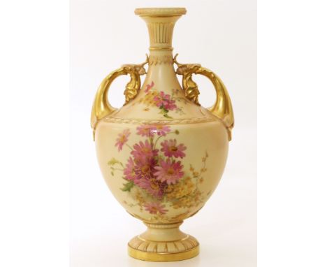 Royal Worcester blush ivory twin handled vase Condition reports are not available for our Interiors Sales.