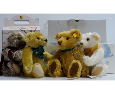 A GROUP OF 4 VARIOUS MODERN STEIFF TEDDY BEARS, 3 WITH BOXES     