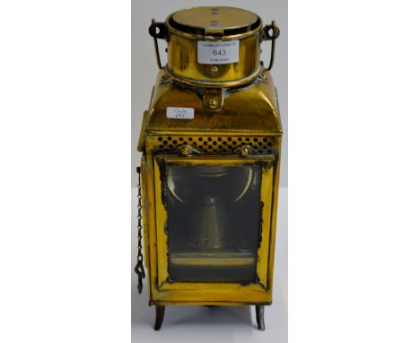 SOLID BRASS HANDLED CARRIAGE LANTERN     
