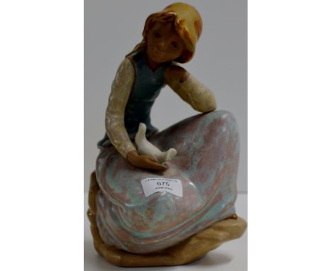 LARGE NAO FIGURINE "GIRL WITH DOVE"     