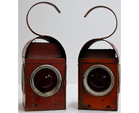 A PAIR OF VINTAGE WORK LAMPS     