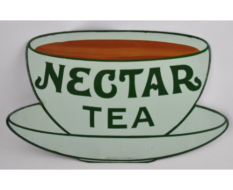 A vintage patent enamel sign, Nectar Tea, circa 1930, W. 54cms