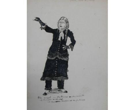 SUFFRAGE:  Anti-suffragette ink sketch, "Angel of the House', ca. 1884.