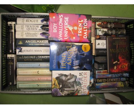 [FANTASY] A quantity of fantasy novels, mostly first editions, the Peter V Brett signed by the author. (2 boxes).
