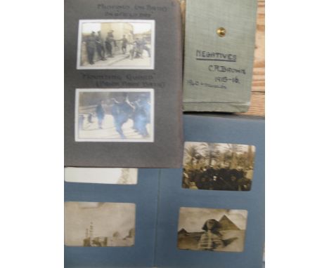 [MILITARY / WWI / PHOTOGRAPHS] 2 small albums &amp; negative wallet: first album "C. R. Brown, 4th Somerset Light Infantry 19