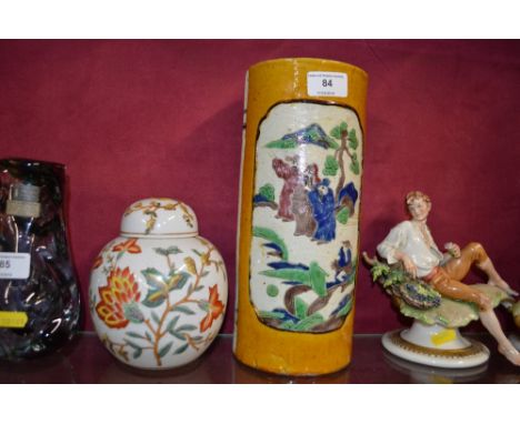 A Chinese vase decorated with figures; together with a modern ginger jar and cover 