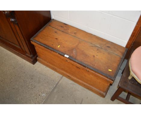 A pine and metal bound carpenters tools chest 