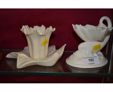 A Royal Worcester flower dish and another in the form of a fish