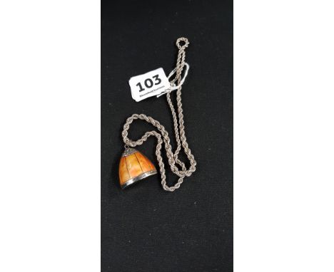 SILVER ENAMEL PENDANT ON SILVER CHAIN