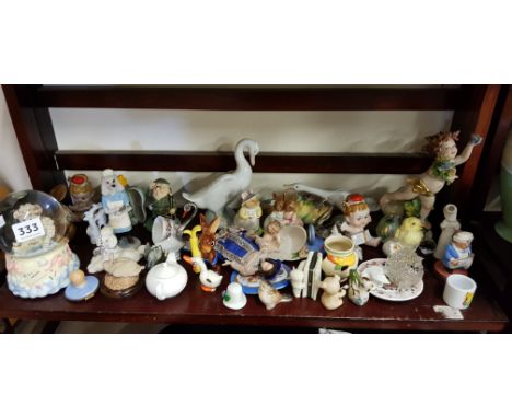 LARGE SHELF LOT OF FIGURES TO INCLUDE GOEBEL