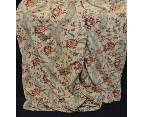 Textiles - a large pair of vintage floral interlined curtains, Ribbon Flower, an MRH design, 1987