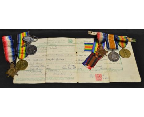 Medals, World War One, group of three, 1914-15 Star, British War and Victory Medals, named to 9711 Dvr. G. Dean R.F.A. [Royal