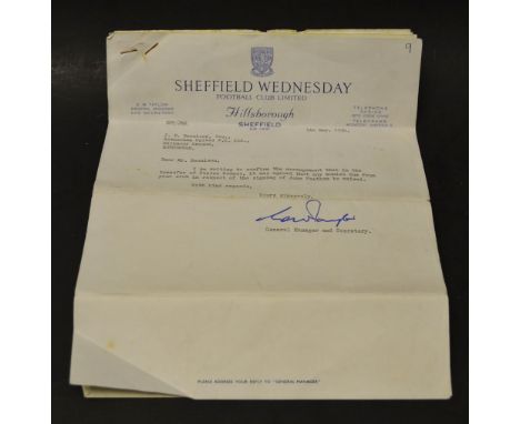 Sport - Sheffield Wednesday Football -  transfer documents for John Fantham (1939 - 2014), the Sheffield Wednesday best post-