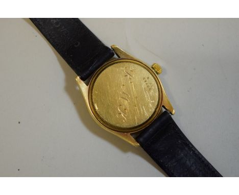 A vintage Tudor 'Oyster Prince' 18ct gold gentleman's automatic wristwatch, on leather strap, case number 89260 7909. Conditi
