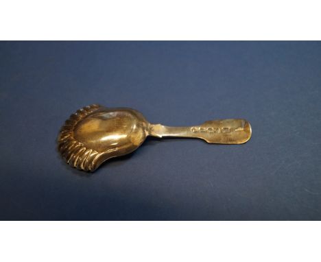 A George IV silver fiddle pattern caddy spoon, by J H, London 1826, 9.5cm. Condition Report: good.  Marks clear.