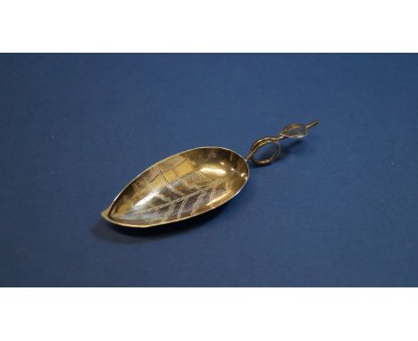 A 19th century silver leaf shaped caddy spoon, 8.3cm. Condition Report: Not fully hallmarked, no makers or city mark, other m