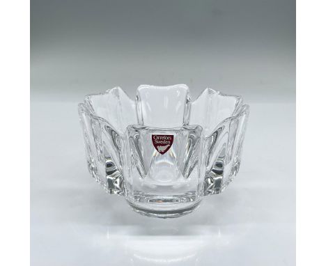 Clear crystal bowl in segmented square design. Orrefors etched mark. Dimensions: 3"H x 4.5" diaManufacturer: OrreforsCountry 