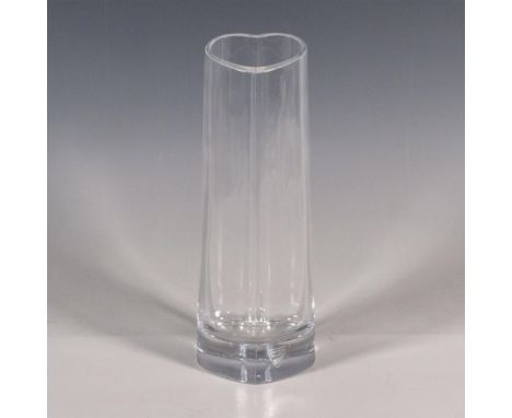 A vertically long vase formed as a heart. Orrefors stickered and etched markings. Issued: 20th centuryDimensions: 3"L x 2.75"