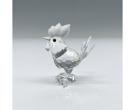 Clear crystal figure of a rooster with satin crystal comb. Swarovski acid mark. This item has its original box which measures