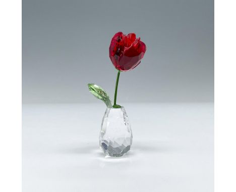 This beautiful and timeless red rose symbolizes passion and love, adding color and sparkle to any interior. A faceted clear c