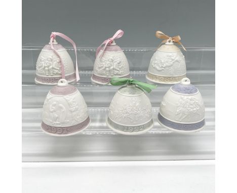 Matte finished ornaments in pastel colors with matching satin ribbons. Lot includes: 2 - 1987, 1989, 1991, 1992 &amp; 1993. L