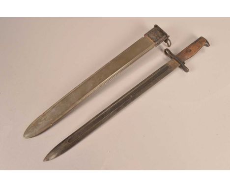 A US 1905 Pattern sword bayonet, by Rock Island Arsenal (RIA), dated 1918, with serial number 330641, complete with scabbard