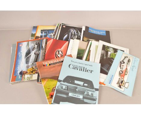 A large collection of Car Manufacturers Brochures, 1980s onwards, including Vauxhall/Opel, Isuzu, Jeep, Hyundai, Kia, Proton,
