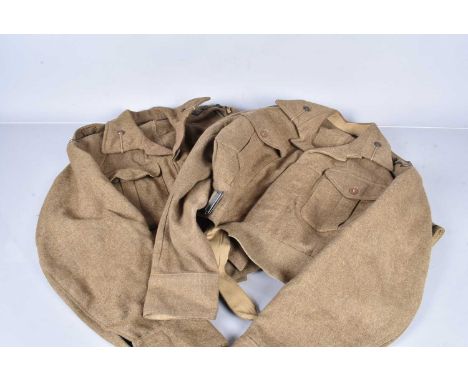 Two WWII period Oxfordshire &amp; Buckinghamshire Light Infantry battle blouse uniforms, including a 1946 Pattern blouse, dat