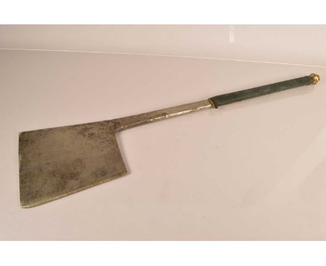 A military issue Elwell axe, stamped Elwell and broad arrow to the head, one piece, 99cm long in total