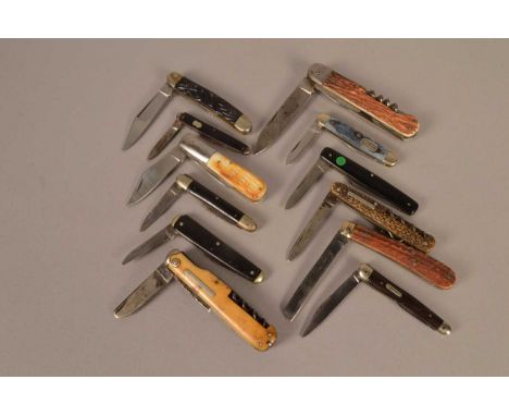 A collection of various penknives, comprising examples from Wilkinson Sword, Harrison Brothers, Taylor, Lockwood, Mikoy, and 