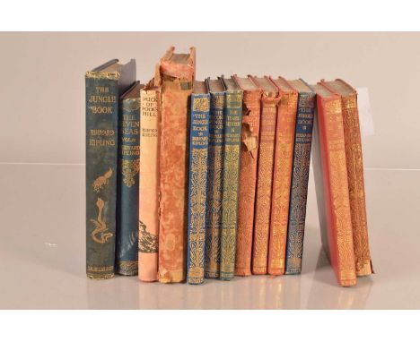 A small collection of Books by Rudyard Kipling, all with Swastikas to the covers and spine, to include The Jungle Book, The S
