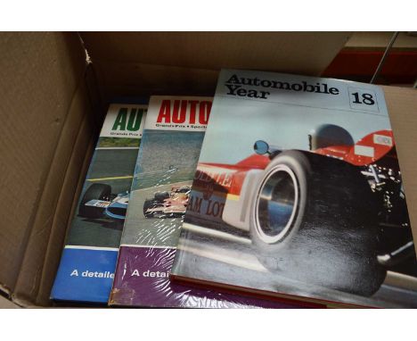 Ten volumes of Autocourse, 1966-74 and 97/98 and 99/00, together with eight volumes of Automobile Year 66/67-80/81, some miss
