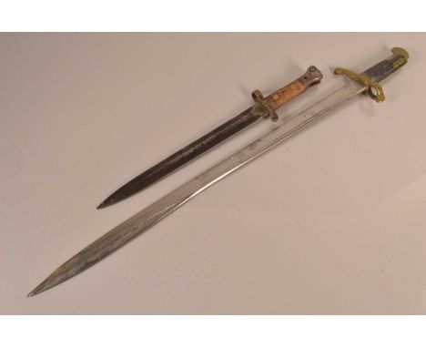 A British Lancaster Bayonet, having brass guard and pommel, together with a Unit Marked Lee Metford 1888 Pattern bayonet by W