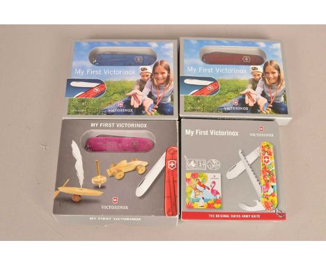 Victorinox - My First Victorinox, four examples including , Animal Edition (Jungle), and transparent Red Blue and Pink, all w