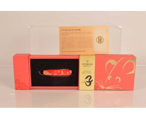 Victorinox - Limited Edition 'Year of the Rat' 2020, the Limited Edition Huntsman penknife in red, with gilt Rat design to th