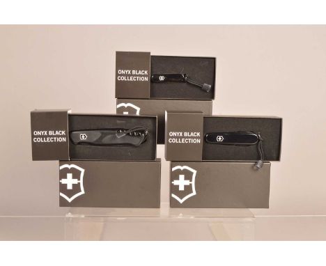 Victorinox - Onyx Black Collection, set of three knives, to include Ranger 55 Grip, Spartan and Signature Lite, all within fi