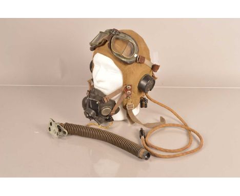 A Type E Summer/Lightweight Flight Helmet, together with mask, air pipe, and goggles (4)
