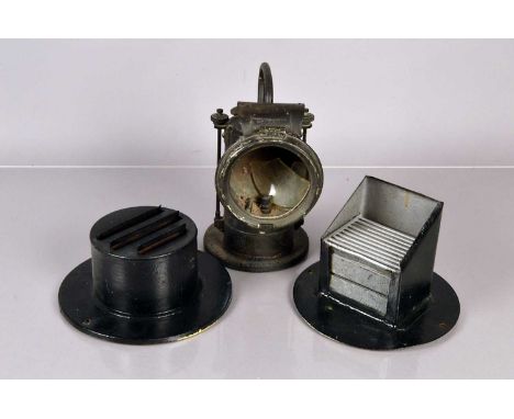 A War Department Lucas 'King of the Road' vehicle lamp, with damages, together with War Period Vehicle Black Out Lights (3)